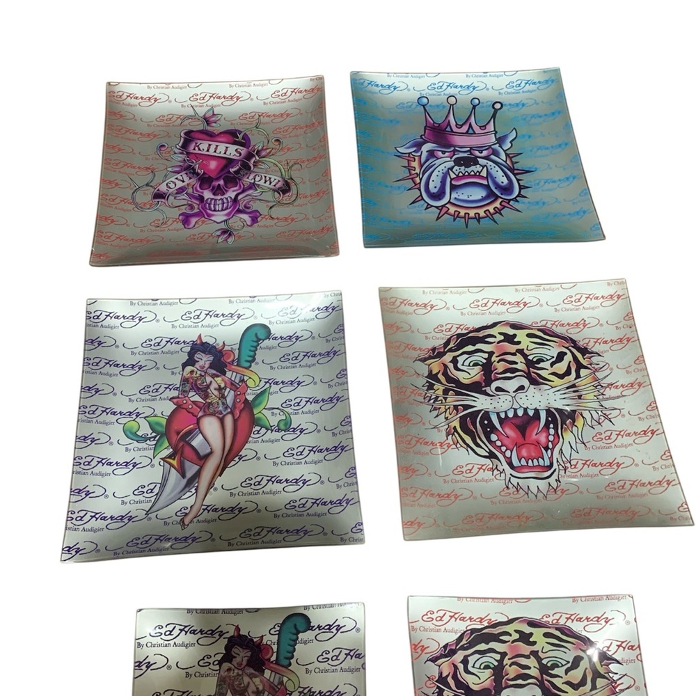 Ed Hardy by Christian Audigier Glass Tattoo Plates